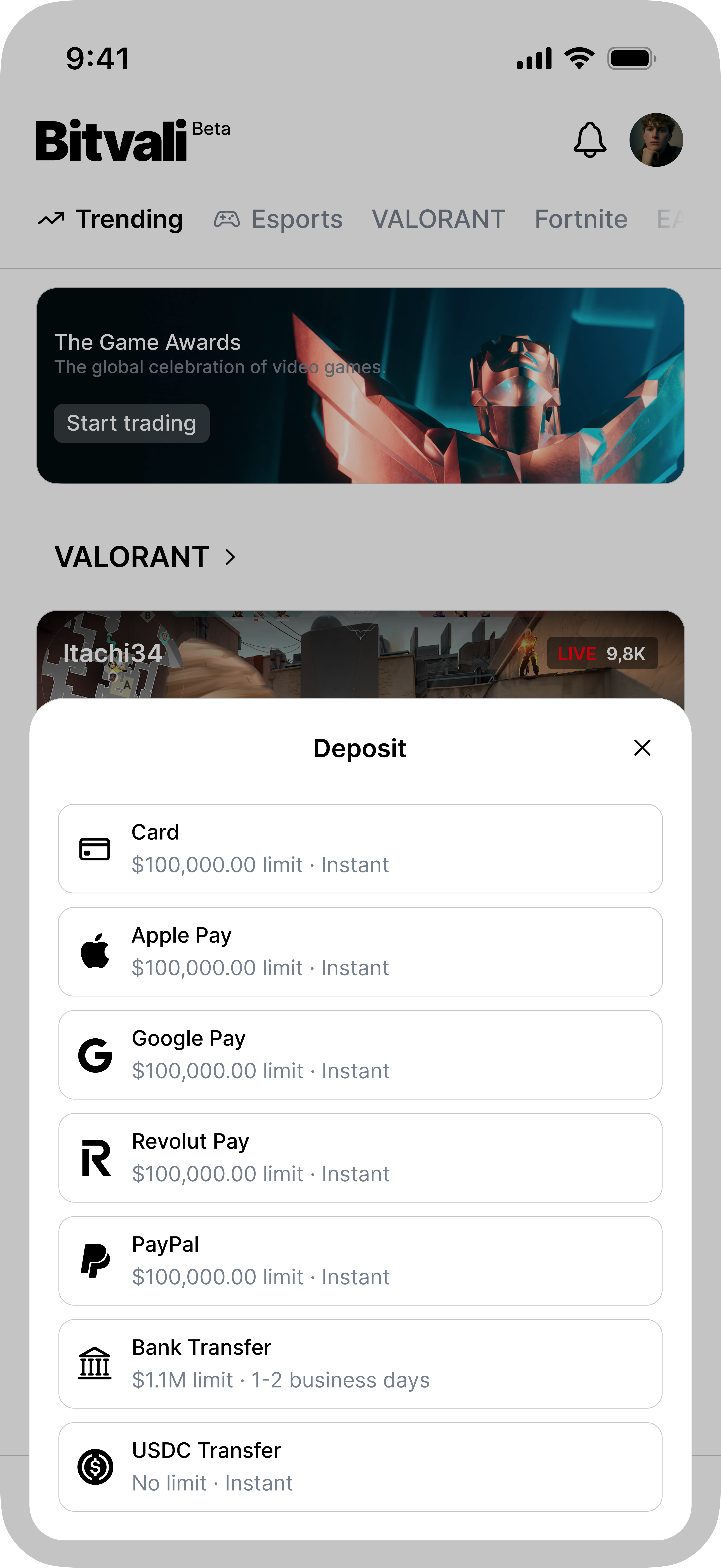 Bitvali mobile — écran 12