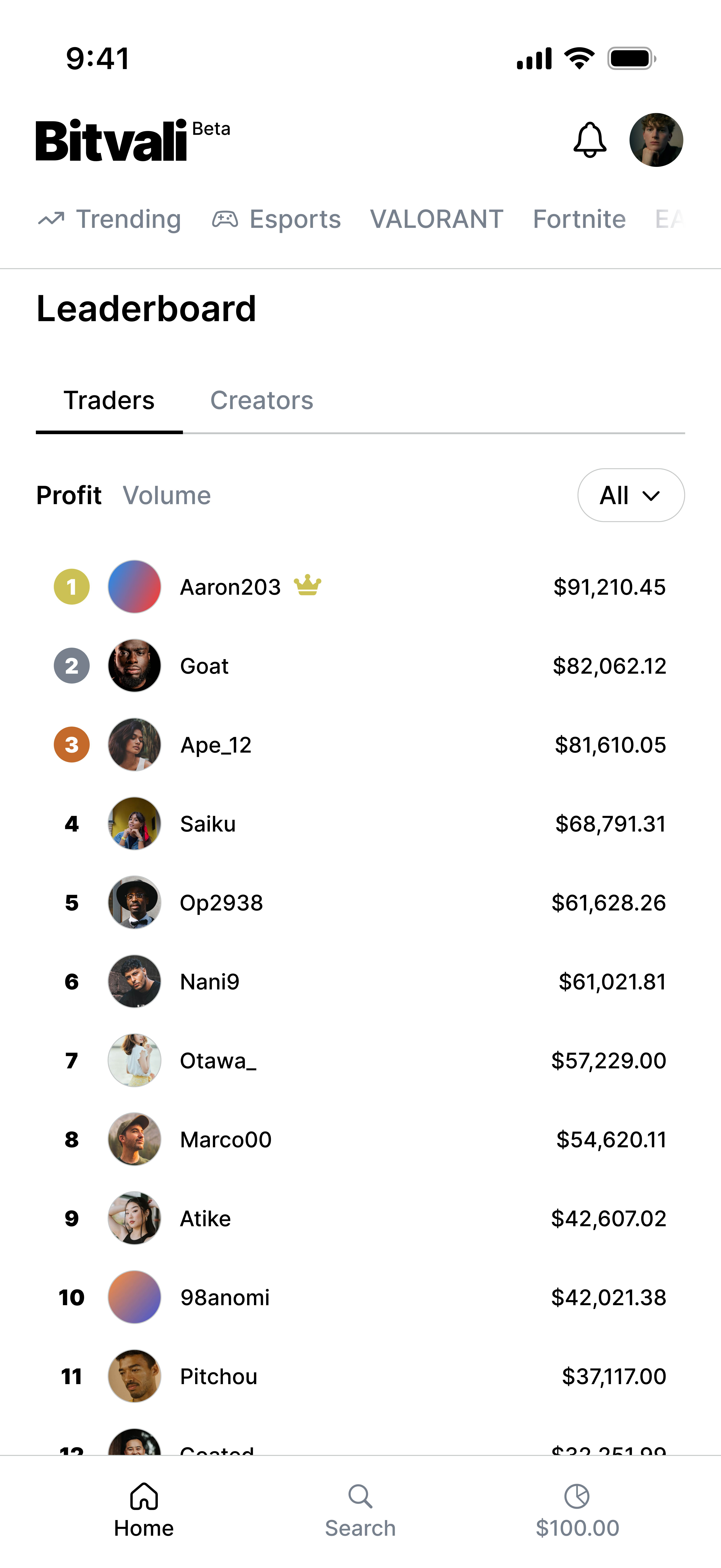 Bitvali mobile — écran 4