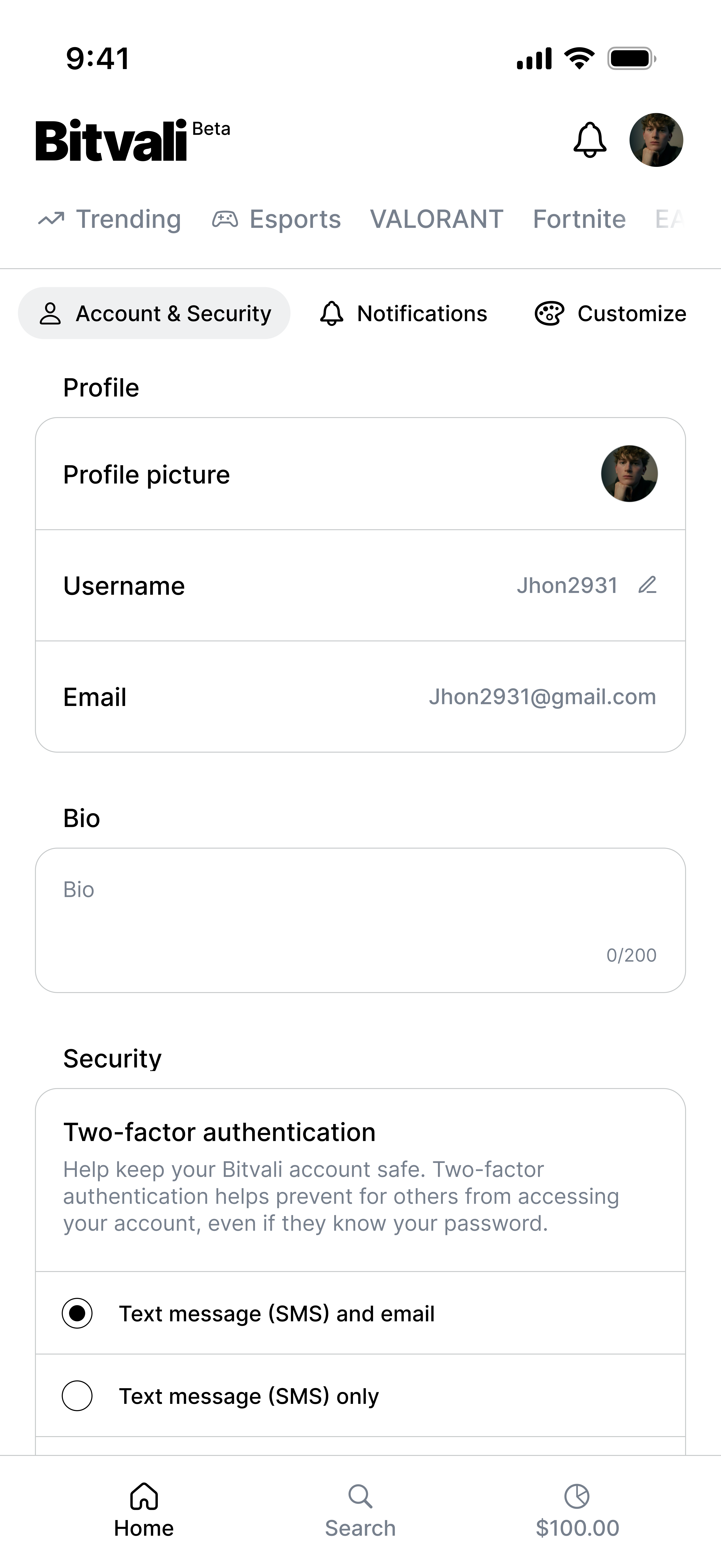 Bitvali mobile — écran 8