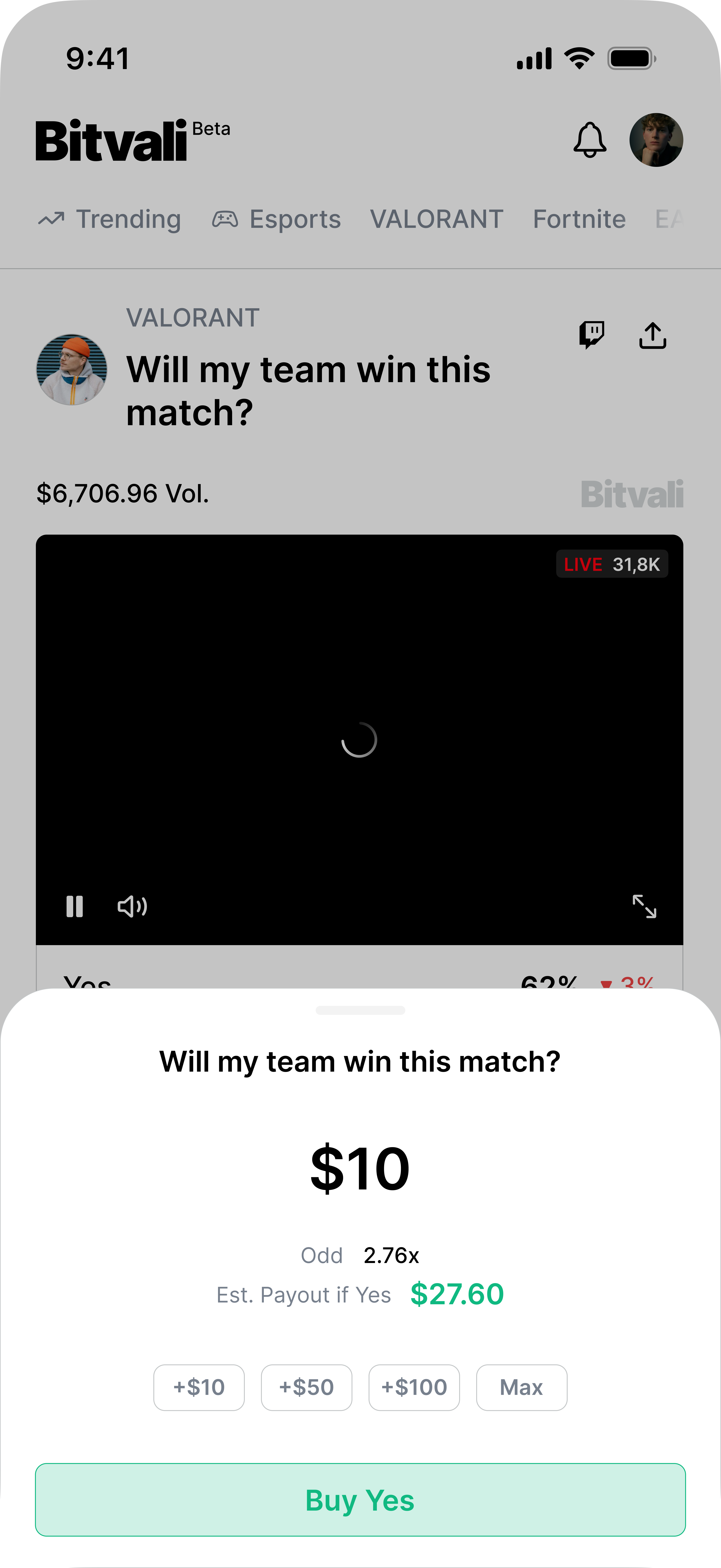 Bitvali mobile — écran 9